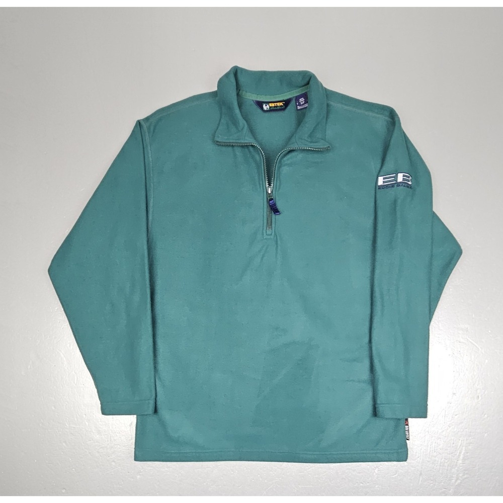 Vintage‎ Eddie Bauer EBTEK Sweater Mens Small Green Fleece Qt-ZipPullover